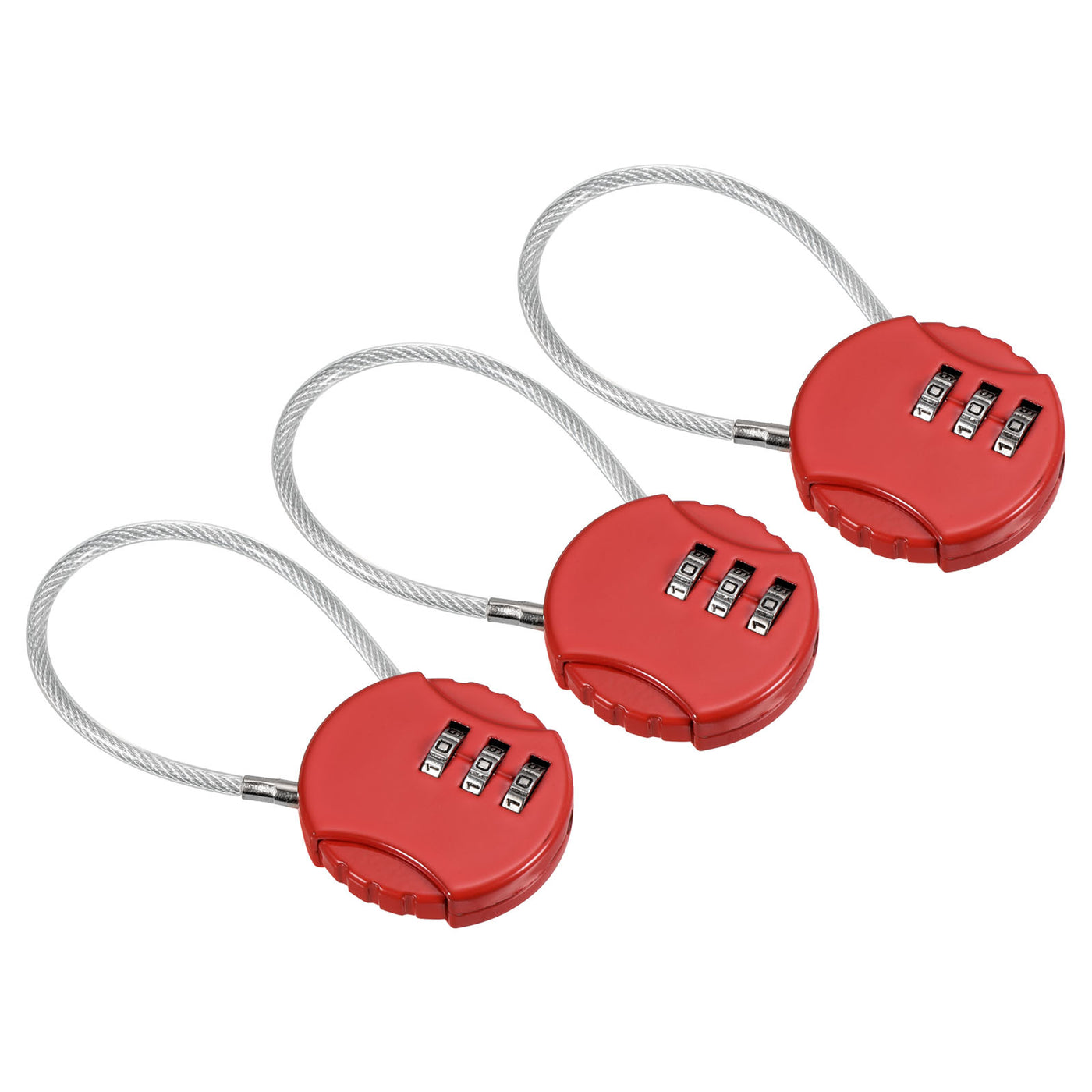 Harfington Small Combination Lock, 3 Pack 3 Digit Combination Padlock Luggage Lock with 4.7 Inch Wire for Backpacks Gym Locker Sports Locker, Red