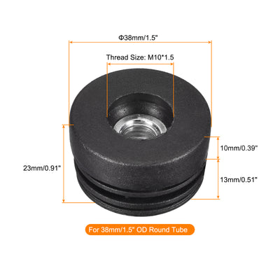 Harfington Uxcell 8Pcs 38mm/1.5" Caster Insert with Thread, Round M10 Thread for Furniture