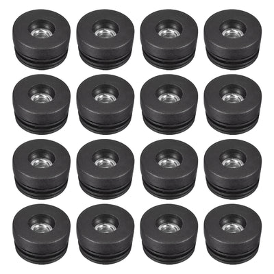 Harfington Uxcell 24Stk Einsätze für Runde Rohre mit M10 Gewinde für 38mm/1.5" AD Runde Rohr Runde Schwarz Plastik Stopfen Nachlauf Einsatz Stuhl Endkappen Möbel Bein Stecker