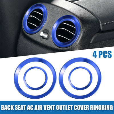 Harfington Car Back Seat AC Air Vent Outlet Cover Ring Trim for Alfa Romeo Giulia Stelvio 2016-2022 Accessories Aluminum Alloy Blue (Pack of 4)