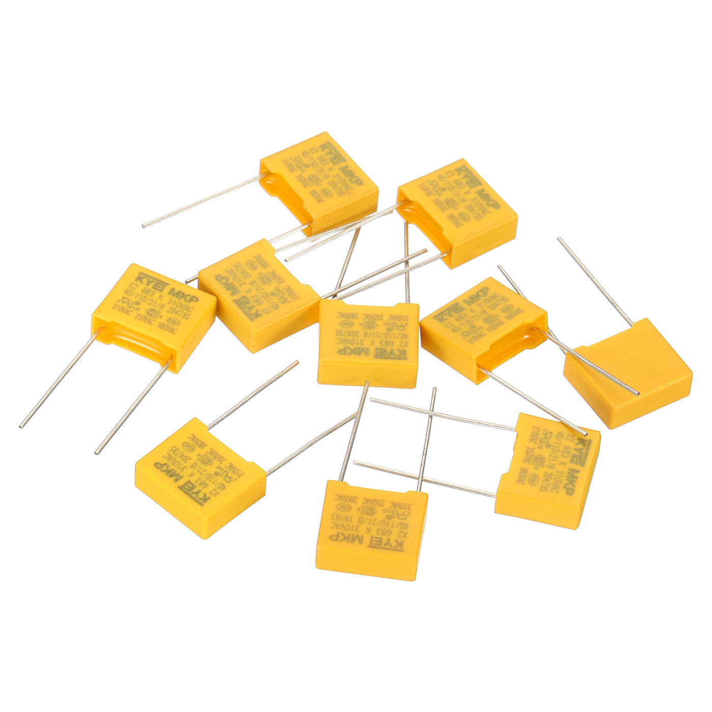 Harfington Safety Capacitors, 10 Pack 0.068uF AC 310V 10mm Pin Pitch 13x11x5mm Polypropylene Film Capacitor Assortment Kit for DIY Electronic Products