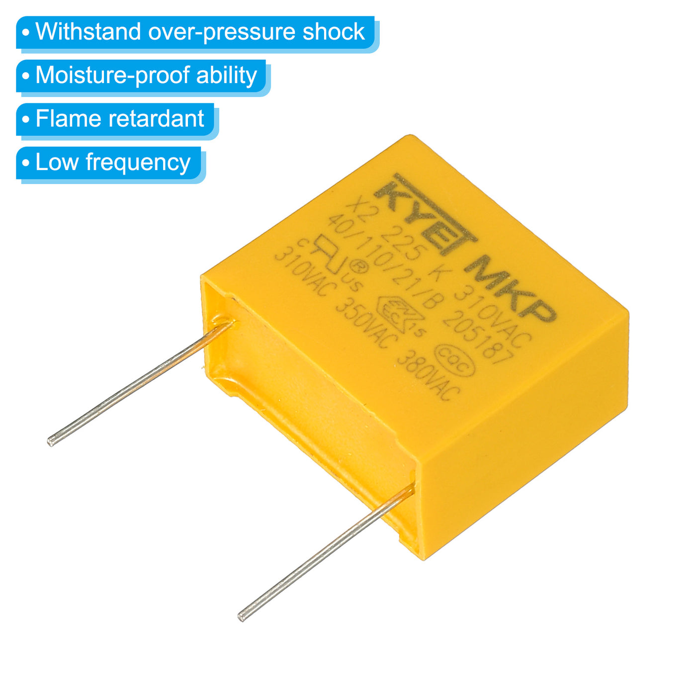 Harfington Safety Capacitors, 10 Pack 2.2uF AC 310V 22.5mm Pin Pitch 27x23x13mm Polypropylene Film Capacitor Assortment Kit for DIY Electronic Products