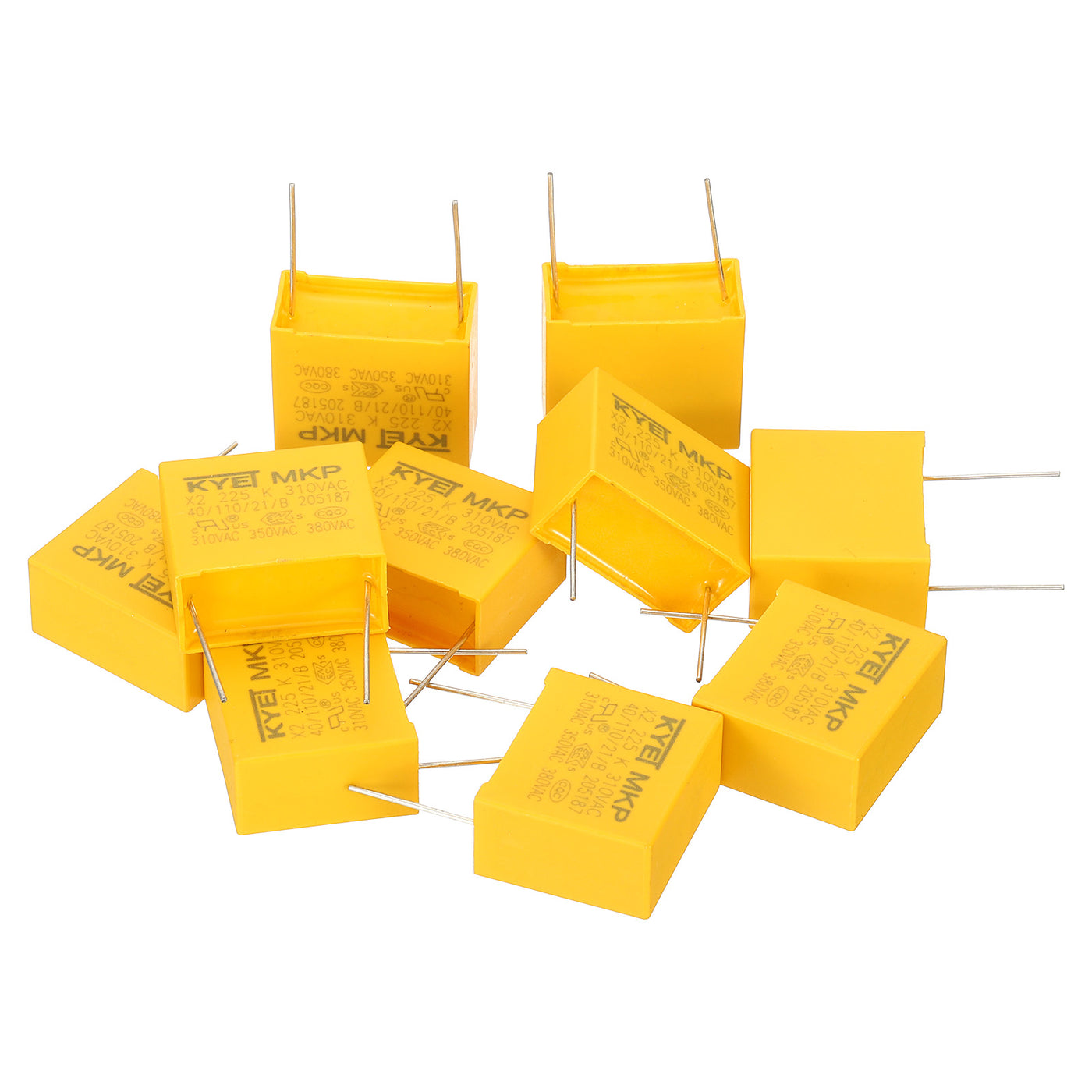 Harfington Safety Capacitors, 10 Pack 2.2uF AC 310V 22.5mm Pin Pitch 27x23x13mm Polypropylene Film Capacitor Assortment Kit for DIY Electronic Products