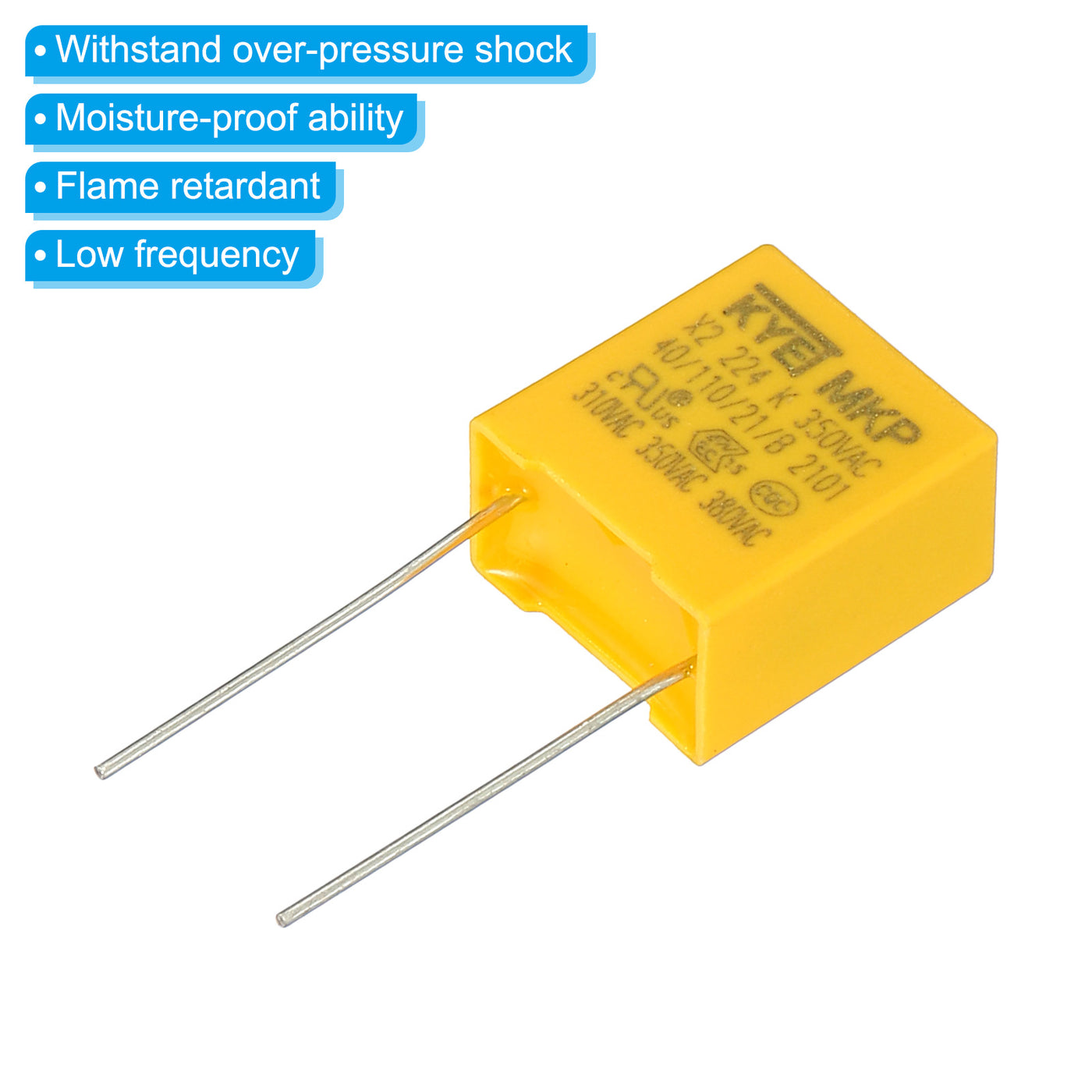 Harfington Safety Capacitors, 10 Pack 0.22uF AC 350V 10mm Pin Pitch 13x14x8mm Polypropylene Film Capacitor Assortment Kit for DIY Electronic Products