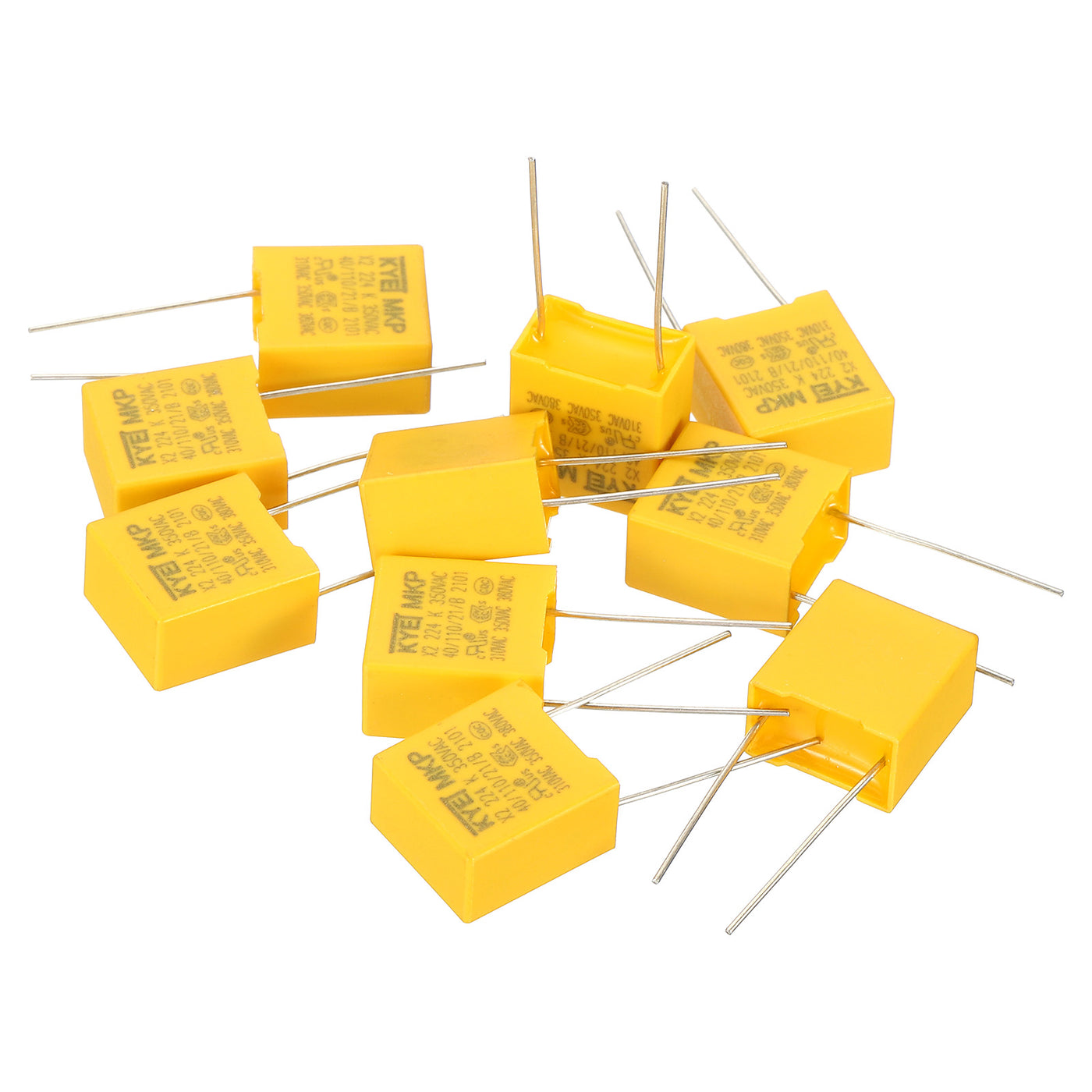 Harfington Safety Capacitors, 10 Pack 0.22uF AC 350V 10mm Pin Pitch 13x14x8mm Polypropylene Film Capacitor Assortment Kit for DIY Electronic Products