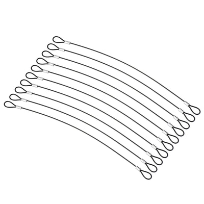 Harfington 10 Stück 12 Zoll Sicherheit Kabel Schloss Edelstahl 2mm Durchm. Draht Seil mit Doppelschlaufe für Bühnenbeleuchtung Gepäckschloss Schwarz