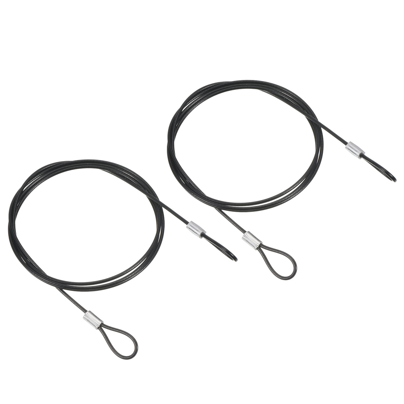 Harfington 3.3Ft Safety Cable Lock, 2 Pack Stainless Steel 2mm Dia Security Wire Rope with Double Loop for Stage Lighting Luggage Lock Black