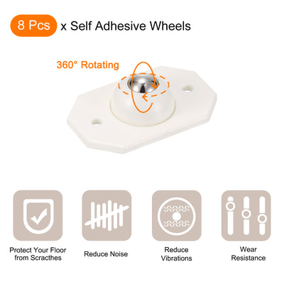 Harfington Uxcell Self Adhesive Wheels, Mini Swivel Casters 360 Degree Rotation Paste Pulley Wheels for DIY Furniture Trash Can Box Storage Bottom Moving