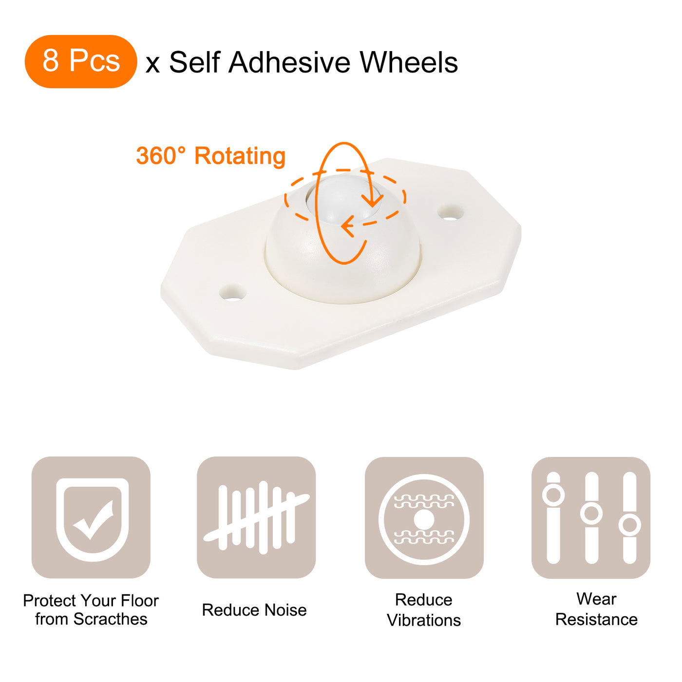 uxcell Uxcell Self Adhesive Wheels, Mini Casters 360 Degree Rotation Paste Pulley Wheels for DIY Furniture Trash Can Box Storage Bottom Moving