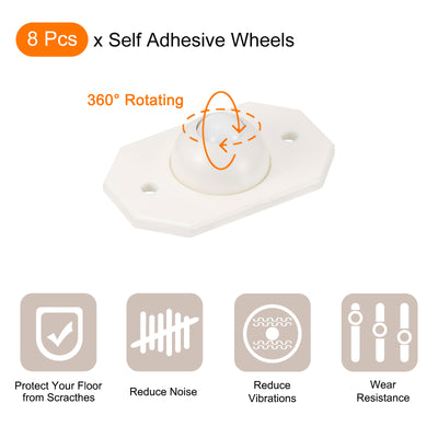 Harfington Uxcell Self Adhesive Wheels, Mini Casters 360 Degree Rotation Paste Pulley Wheels for DIY Furniture Trash Can Box Storage Bottom Moving