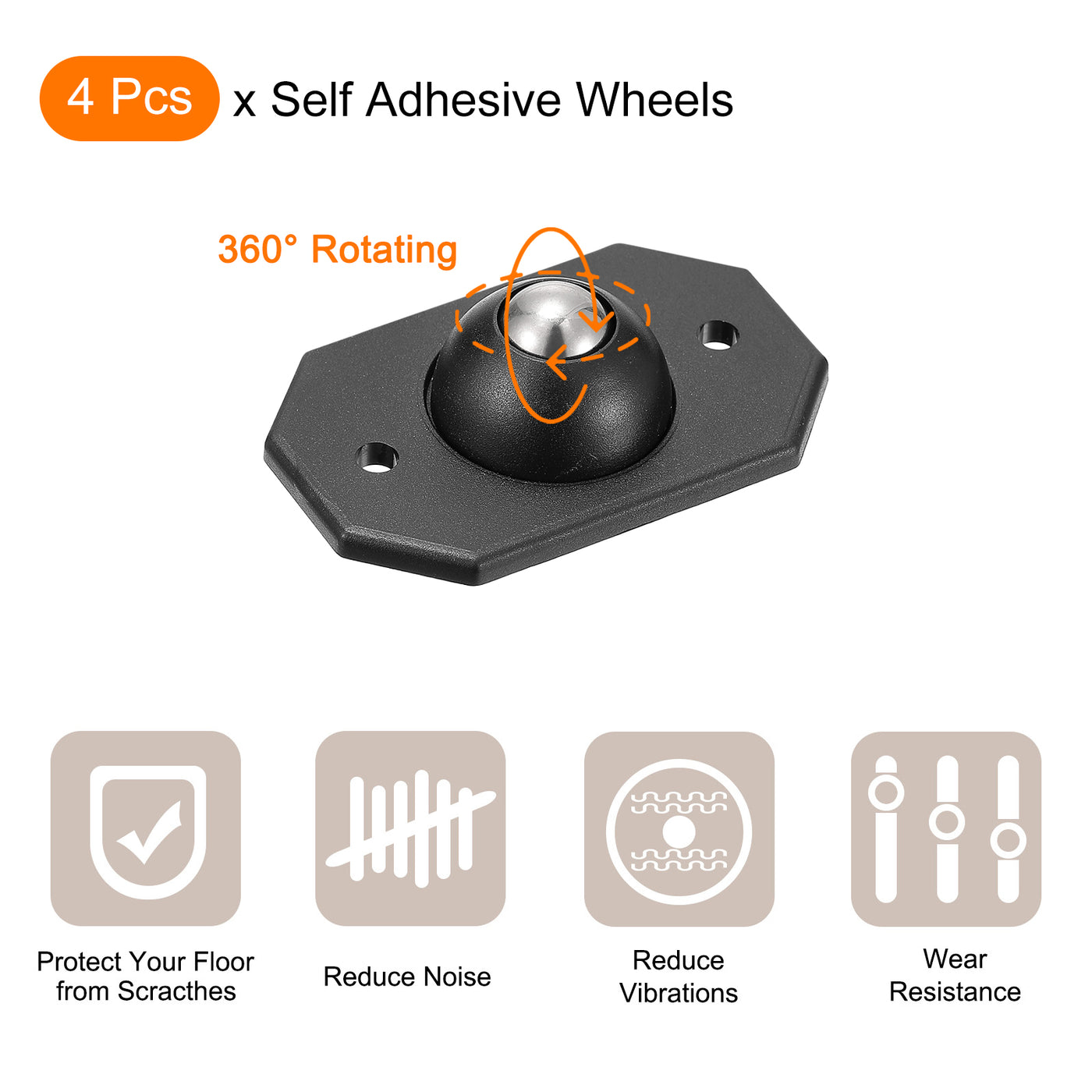 uxcell Uxcell Self Adhesive Wheels, Mini Swivel Casters 360 Degree Rotation Paste Pulley Wheels for DIY Furniture Trash Can Box Storage Bottom Moving