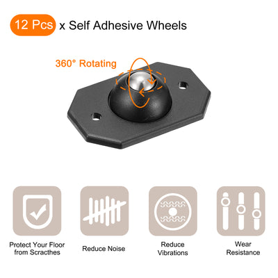 Harfington Uxcell Self Adhesive Wheels, Mini Swivel Casters 360 Degree Rotation Paste Pulley Wheels for DIY Furniture Trash Can Box Storage Bottom Moving