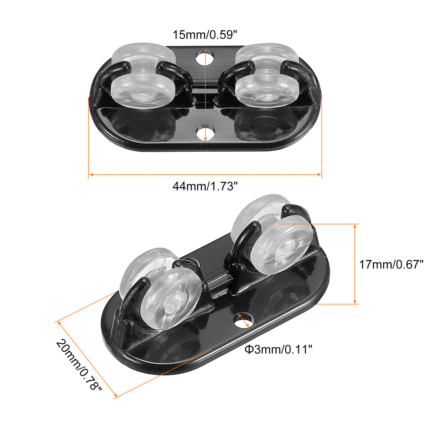 uxcell Uxcell Self Adhesive Wheels, Mini Casters Non-Swivel Paste Pulley Wheels for DIY Furniture Trash Can Box Storage Bottom Moving