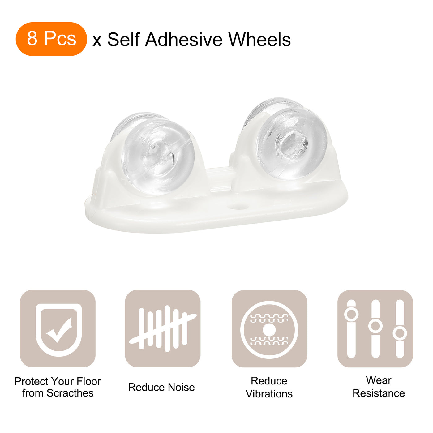 uxcell Uxcell Self Adhesive Wheels, Mini Casters Non-Swivel Paste Pulley Wheels for DIY Furniture Trash Can Box Storage Bottom Moving