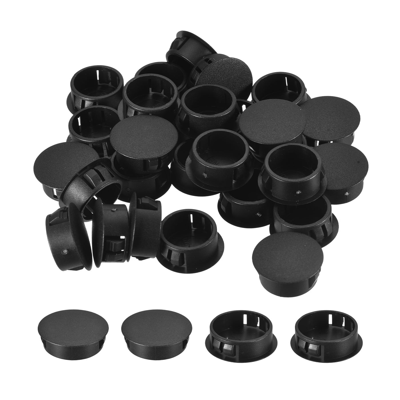 uxcell Uxcell 26Pcs 1-1/4" Plastic Hole Plugs Panel Flush Type Knockout Locking Plugs, Black