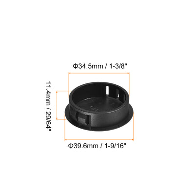 Harfington Uxcell 26 Stück Kunststoff Lochstopfen 1-3/8" Runde Bündige Blende Einrastende Knockout Stopfen Verriegelung für Möbeleinsatz Endkappen Möbelplatten Schwarz