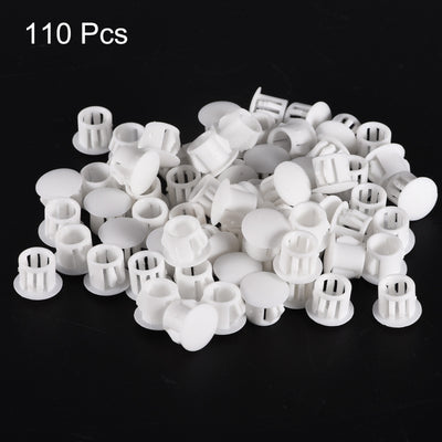 Harfington Uxcell 110Pcs 3/8" Plastic Hole Plugs Panel Flush Type Knockout Locking Plugs, White