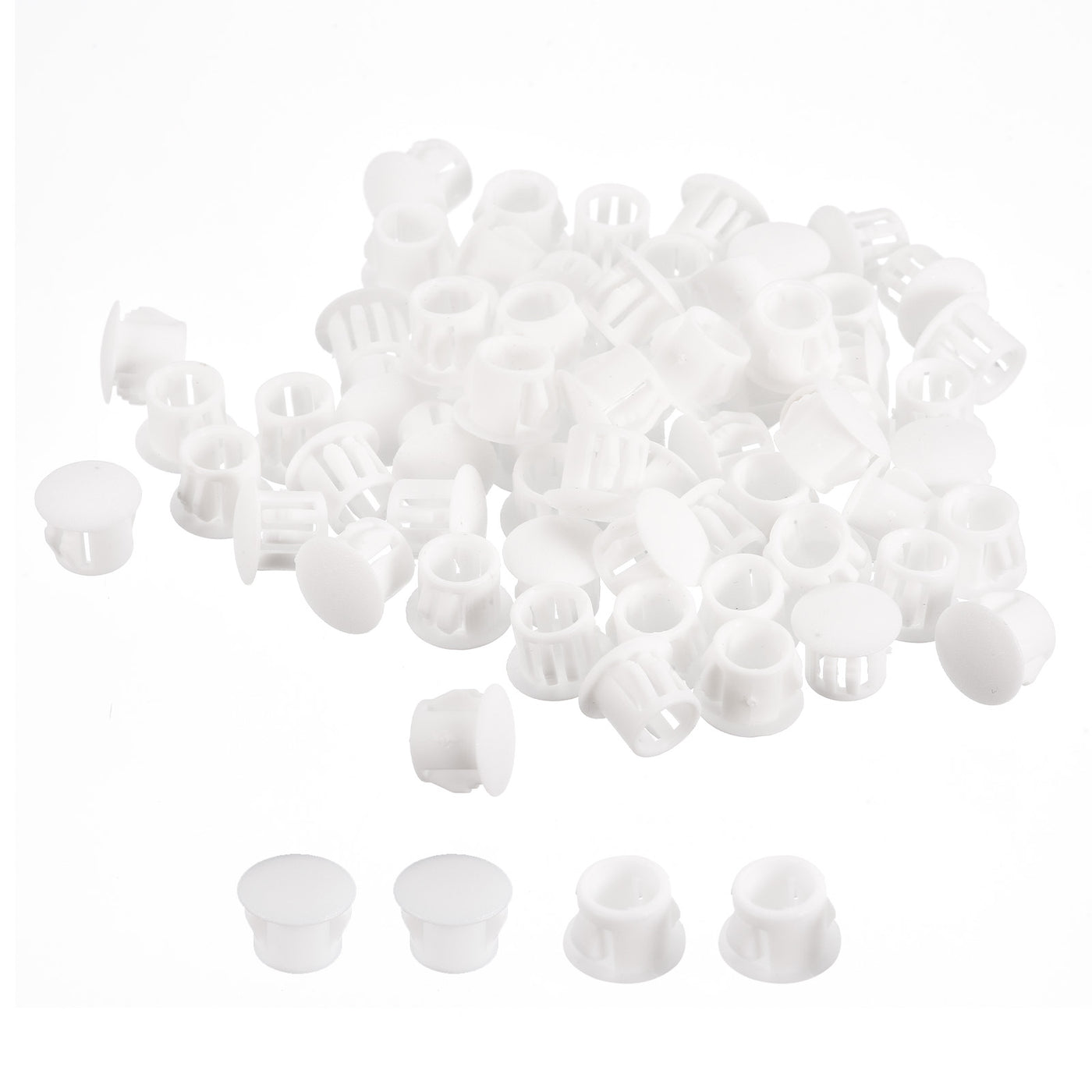 uxcell Uxcell 110Pcs 3/8" Plastic Hole Plugs Panel Flush Type Knockout Locking Plugs, White