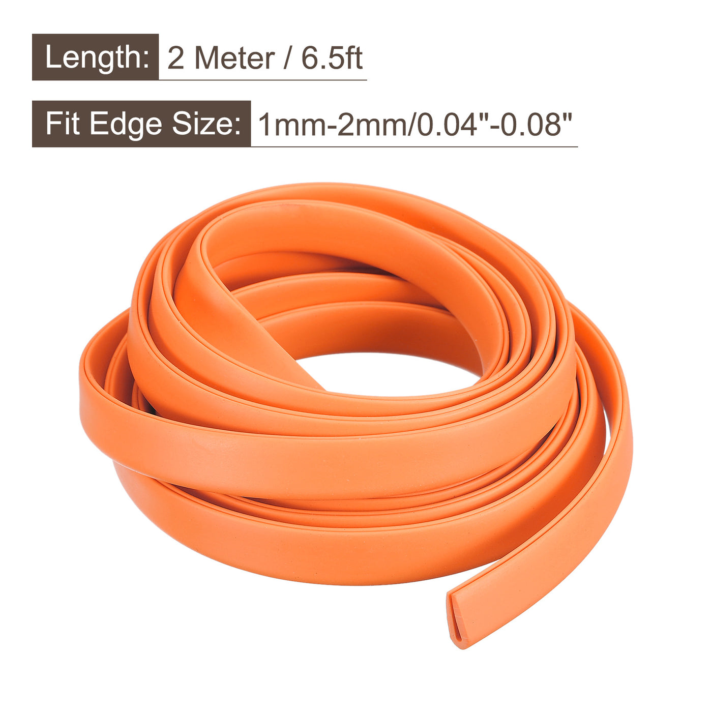 uxcell Uxcell U Channel Edge Trim, 6.5ft Length Rubber Guard Seal Strip Edge Protector Fit for 1-2mm Edge, (7/32" W x 15/32" H) Orange