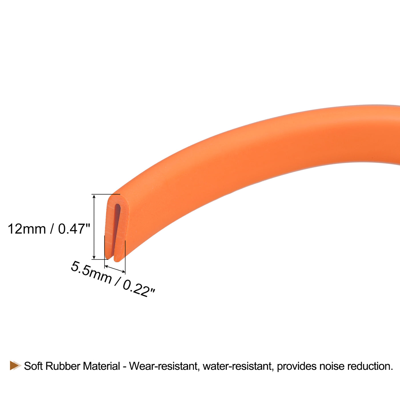 uxcell Uxcell U Channel Edge Trim, 6.5ft Length Rubber Guard Seal Strip Edge Protector Fit for 1-2mm Edge, (7/32" W x 15/32" H) Orange