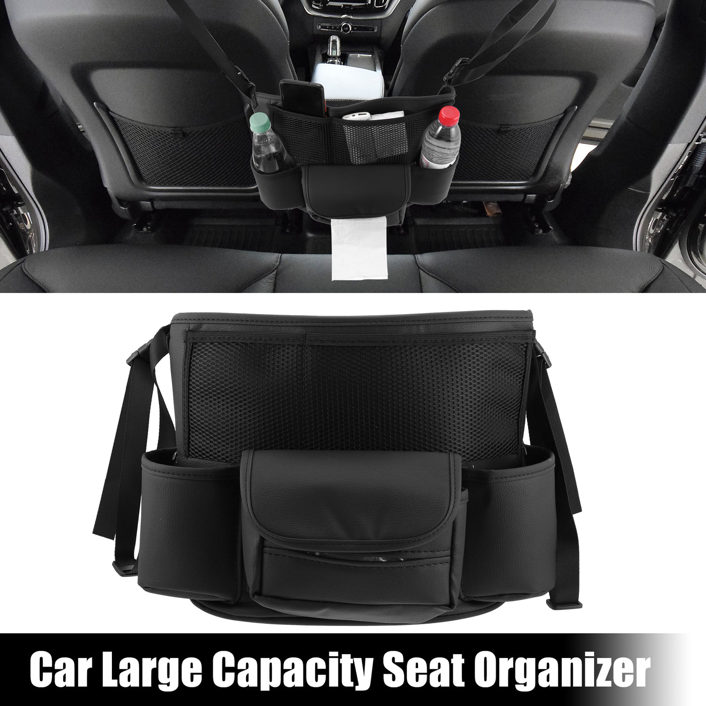 X AUTOHAUX Car Large Capacity Seat Organizer Backseat Multi Pockets Purse Storage Universal Fit for Car Truck SUV 37x25cm