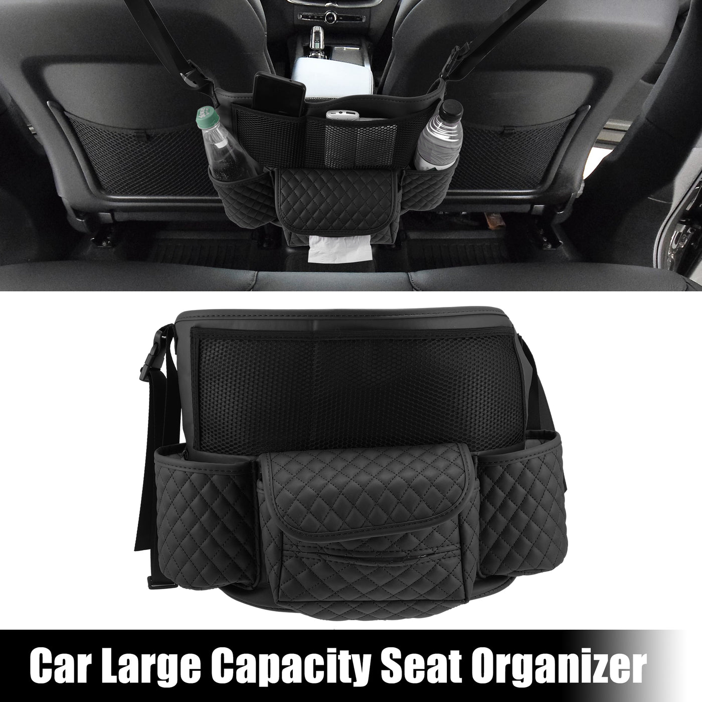 X AUTOHAUX Car Large Capacity Seat Organizer Backseat Multi Pockets Purse Storage Universal Fit for Car Truck SUV 40x26x22cm