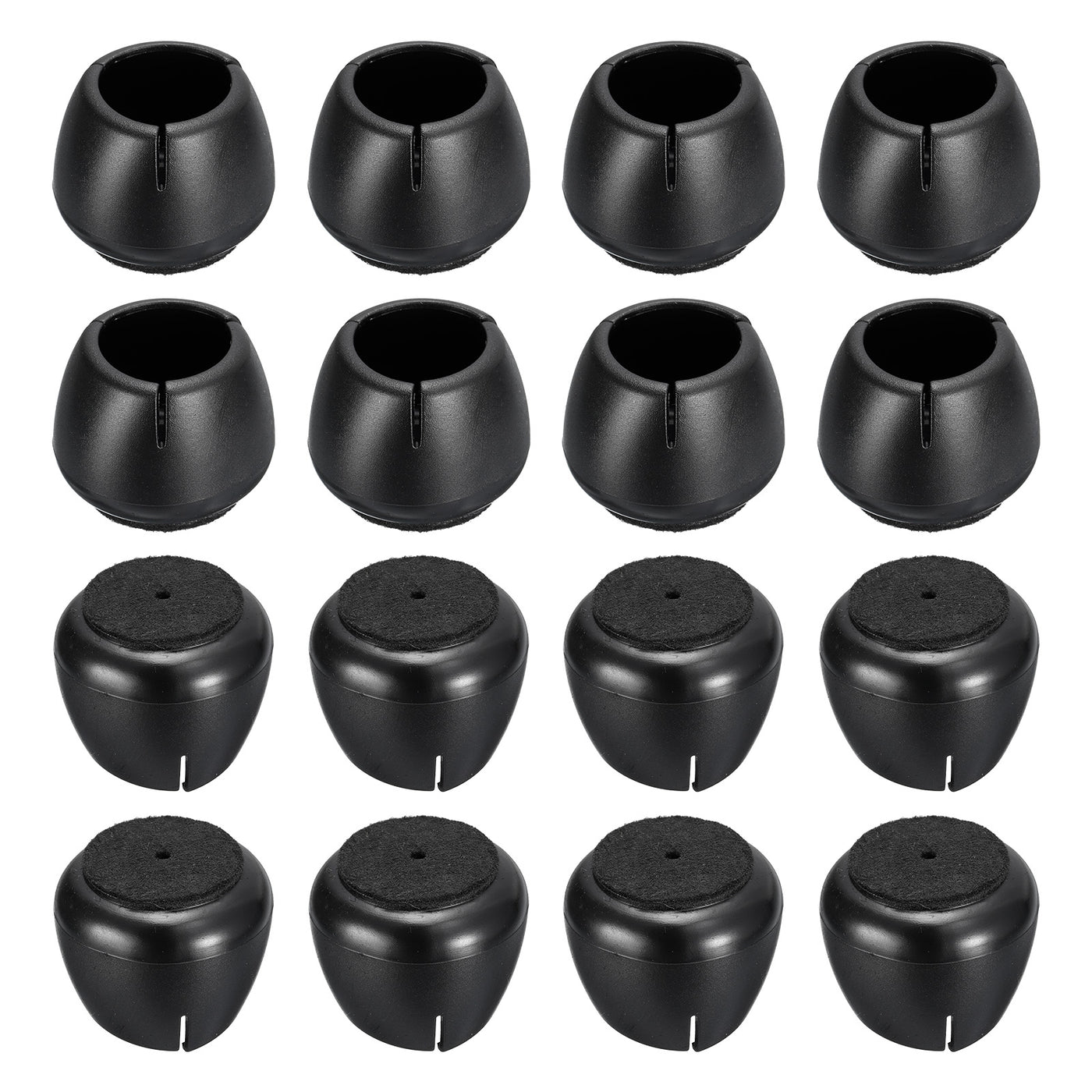 uxcell Uxcell Chair Leg Floor Protectors, 16Pcs 32mm(1.26") PVC & Felt Chair Leg Cover Caps for Hardwood Floors (Black)