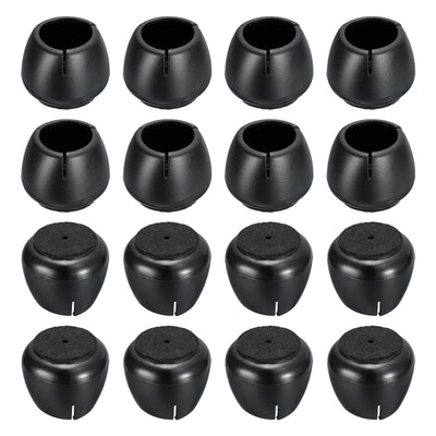 uxcell Uxcell Chair Leg Floor Protectors, 16Pcs 32mm(1.26") PVC & Felt Chair Leg Cover Caps for Hardwood Floors (Black)