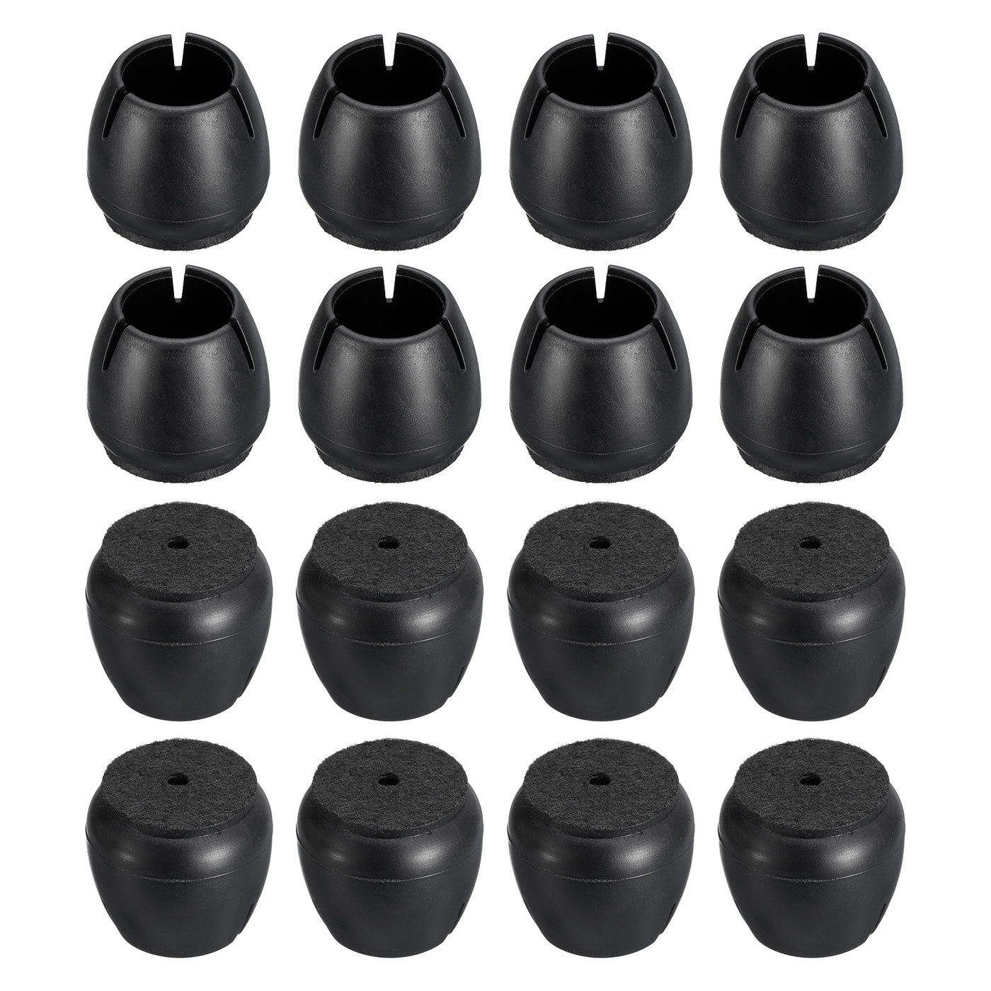 uxcell Uxcell Chair Leg Floor Protectors, 16Pcs 25mm(0.98") PVC & Felt Chair Leg Cover Caps for Hardwood Floors (Black)