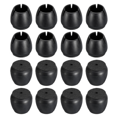 uxcell Uxcell Chair Leg Floor Protectors, 16Pcs 25mm(0.98") PVC & Felt Chair Leg Cover Caps for Hardwood Floors (Black)