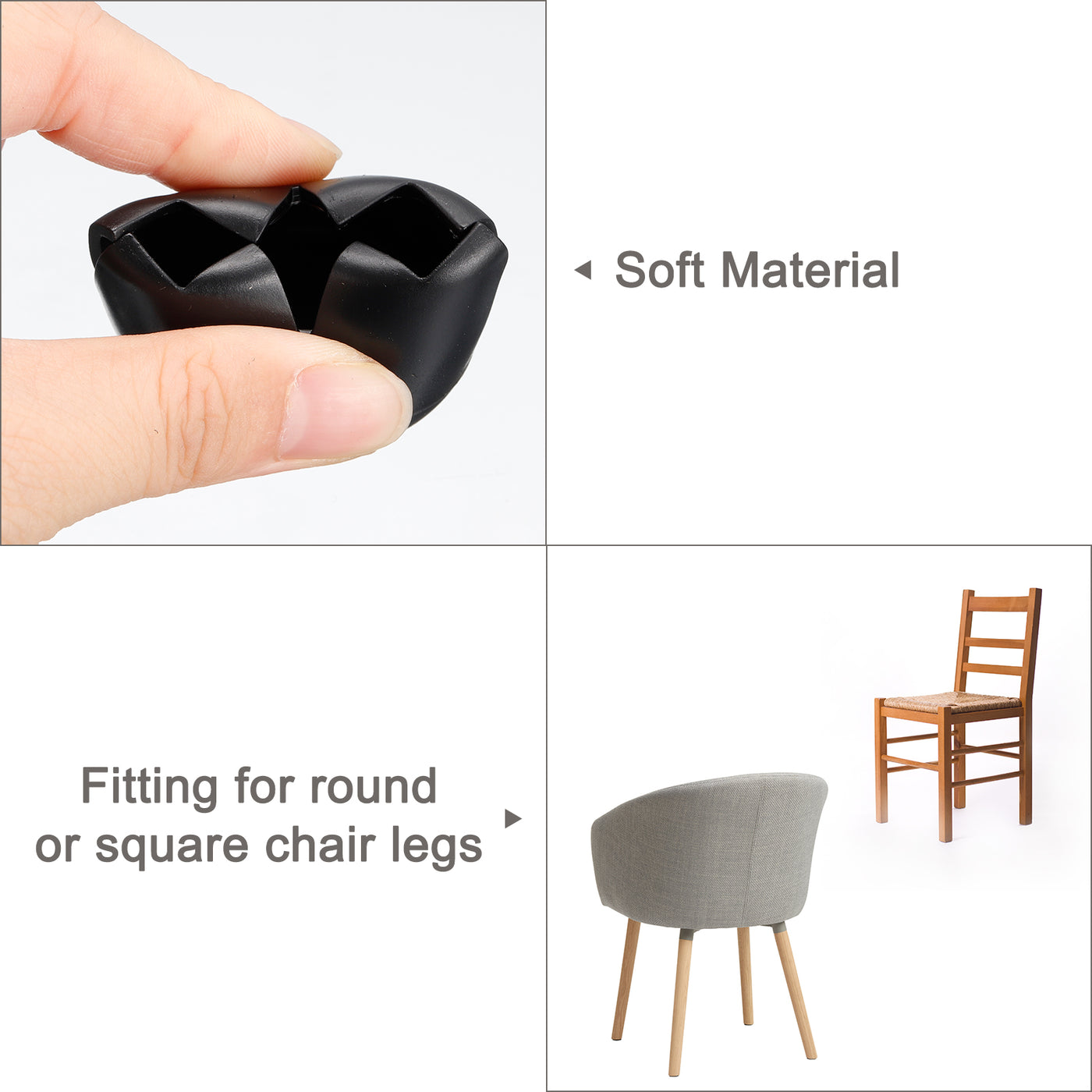 uxcell Uxcell Chair Leg Floor Protectors, 16Pcs 21mm(0.83") PVC & Felt Chair Leg Cover Caps for Hardwood Floors, Black