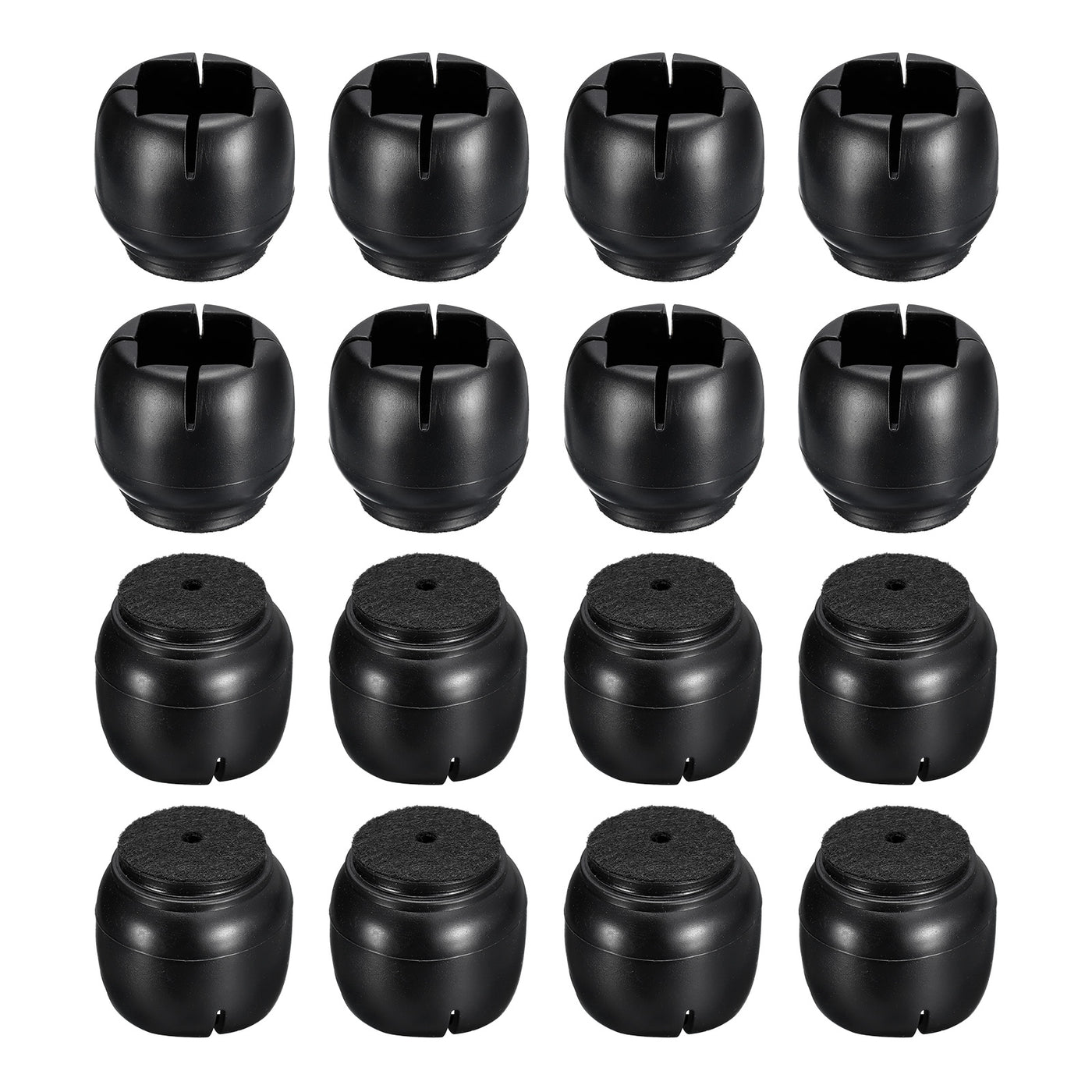 uxcell Uxcell Chair Leg Floor Protectors, 16Pcs 21mm(0.83") PVC & Felt Chair Leg Cover Caps for Hardwood Floors, Black