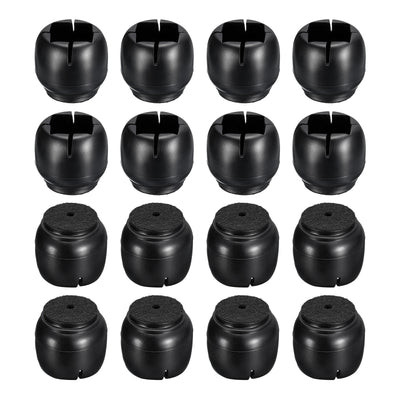 Harfington Uxcell Chair Leg Floor Protectors, 16Pcs 21mm(0.83") PVC & Felt Chair Leg Cover Caps for Hardwood Floors, Black