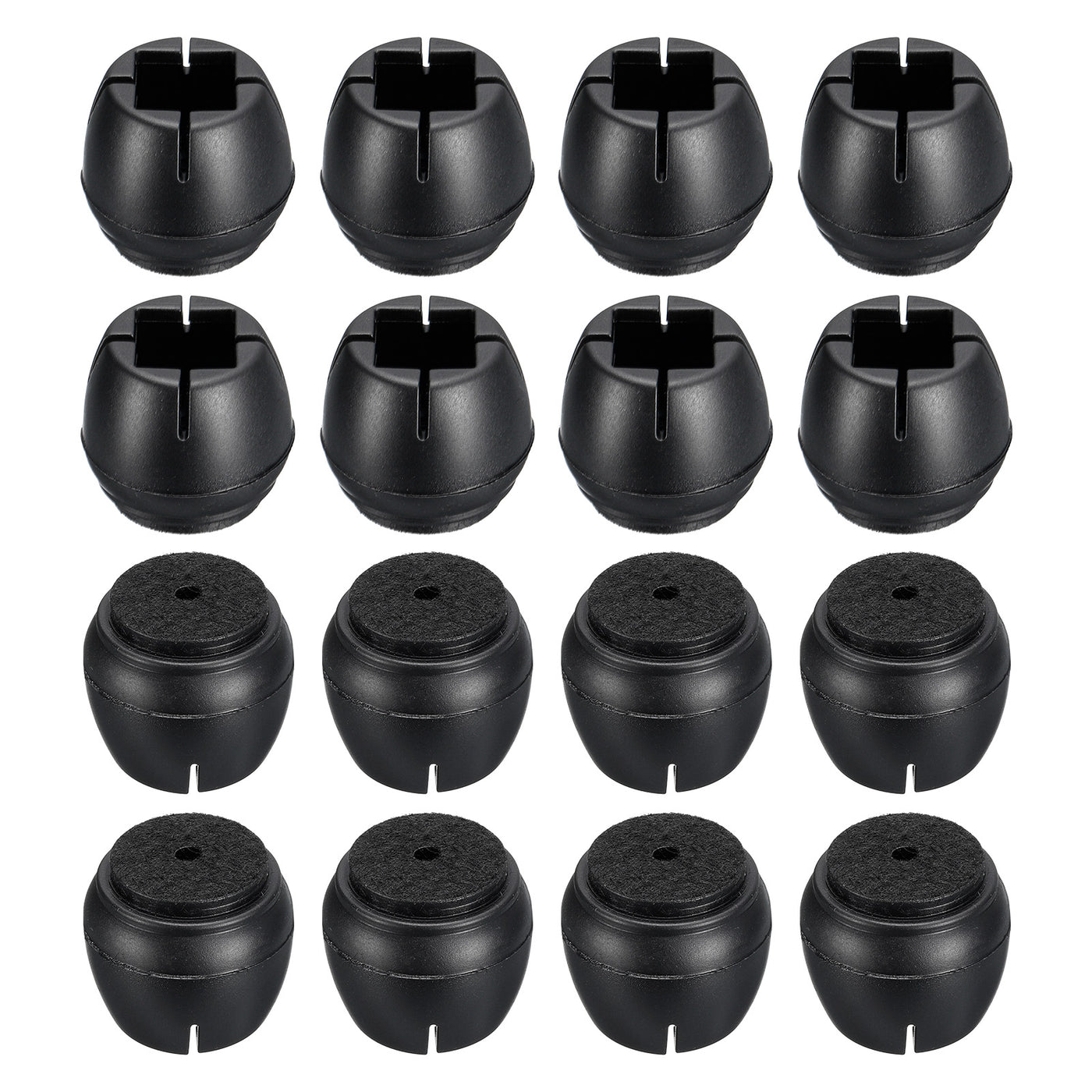 uxcell Uxcell Chair Leg Floor Protectors, 24Pcs 15mm(0.59") PVC & Felt Chair Leg Cover Caps for Hardwood Floors (Black)