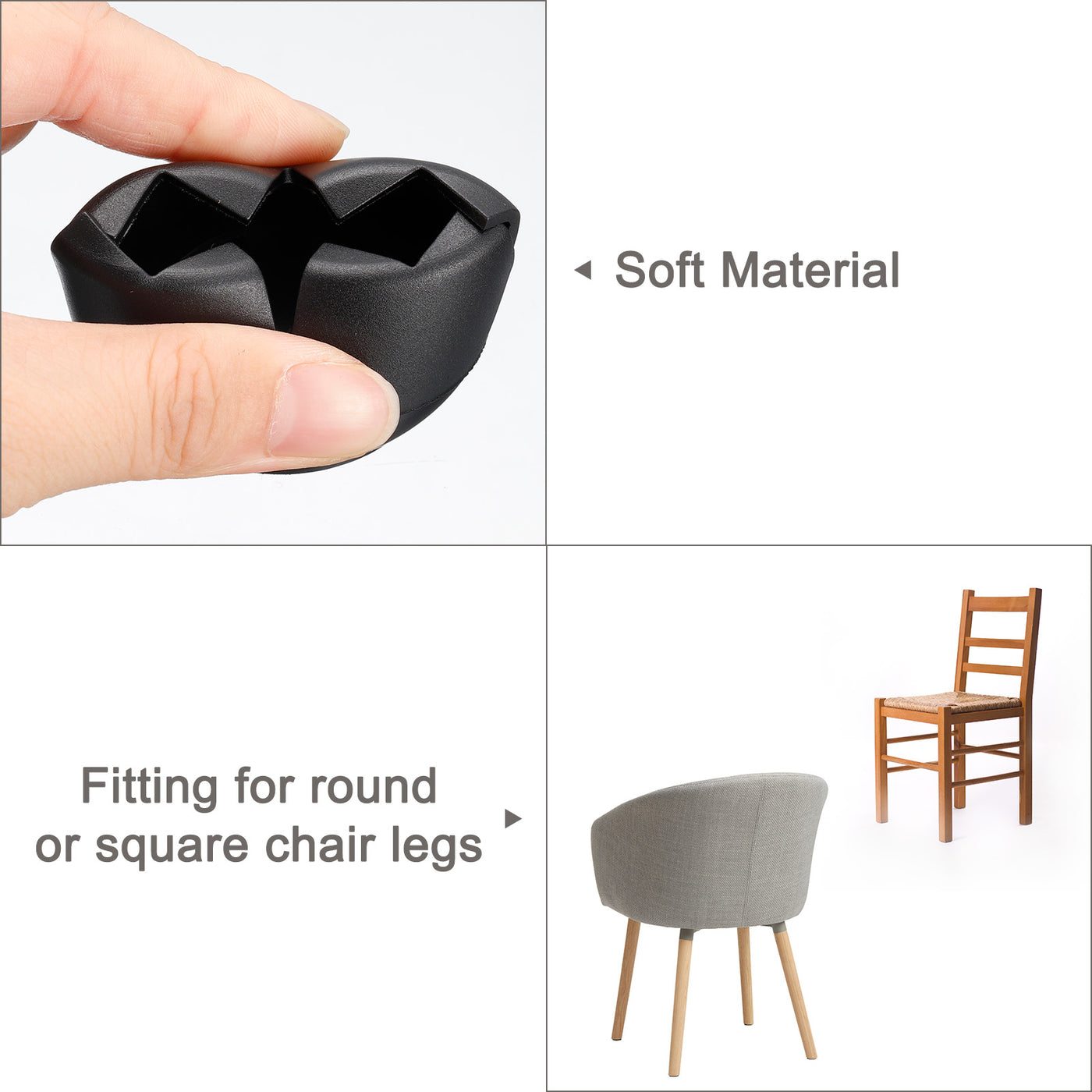 uxcell Uxcell Chair Leg Floor Protectors, 16Pcs 25mm(0.98") PVC & Felt Chair Leg Cover Caps for Hardwood Floors, Black