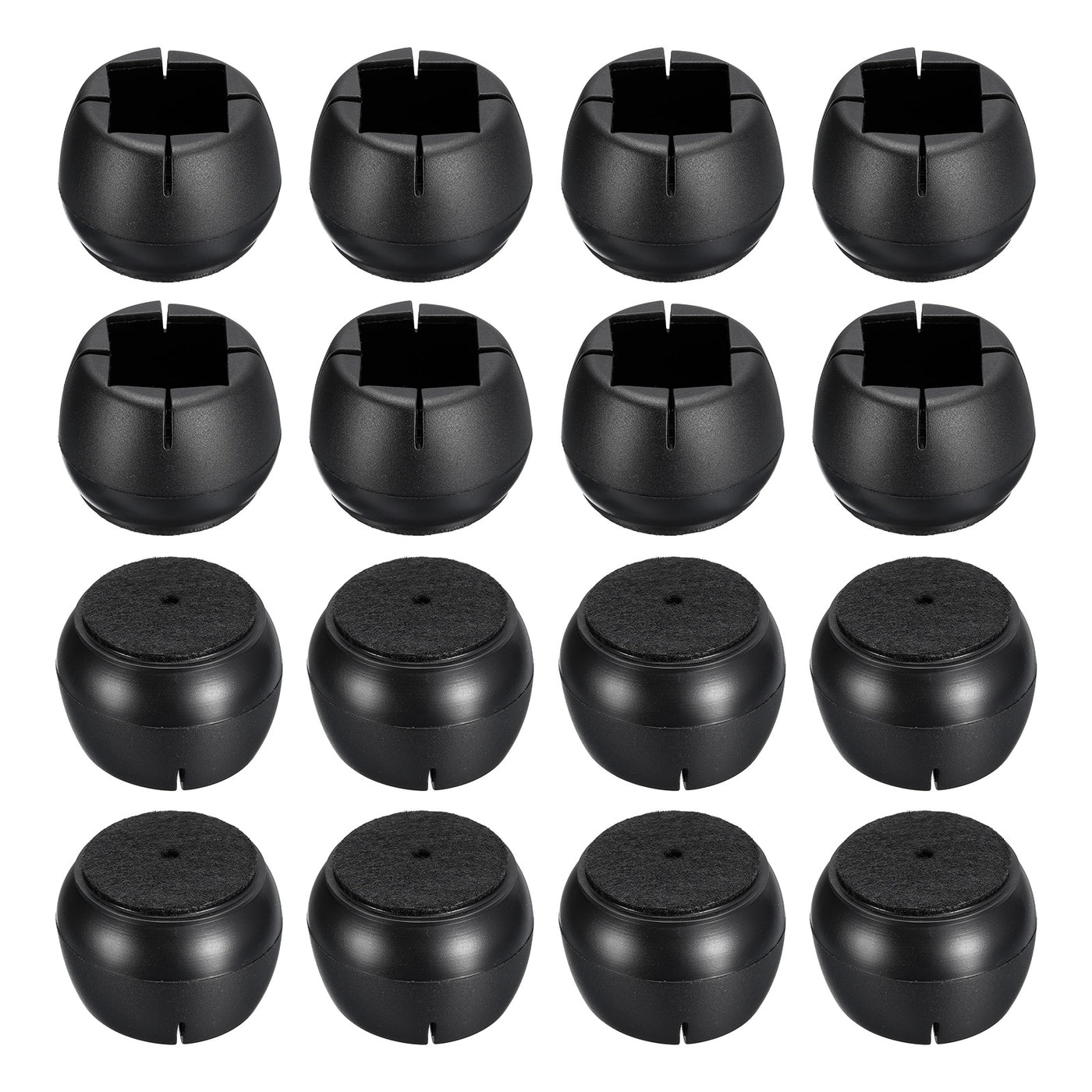 uxcell Uxcell Chair Leg Floor Protectors, 16Pcs 25mm(0.98") PVC & Felt Chair Leg Cover Caps for Hardwood Floors, Black