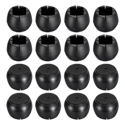 uxcell Uxcell Chair Leg Floor Protectors, 16Pcs 25mm(0.98") PVC & Felt Chair Leg Cover Caps for Hardwood Floors, Black