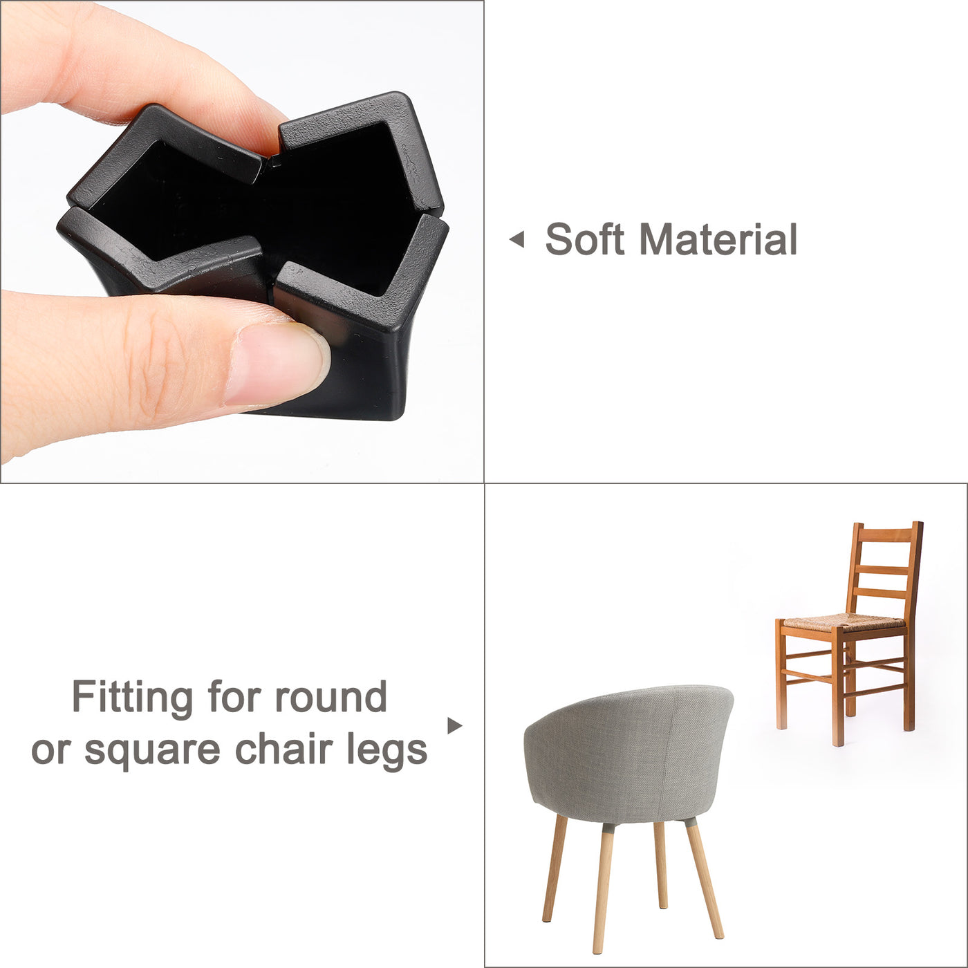 uxcell Uxcell Chair Leg Floor Protectors, 16Pcs 30mm(1.18") Square PVC & Felt Chair Leg Cover Caps for Hardwood Floors (Black)