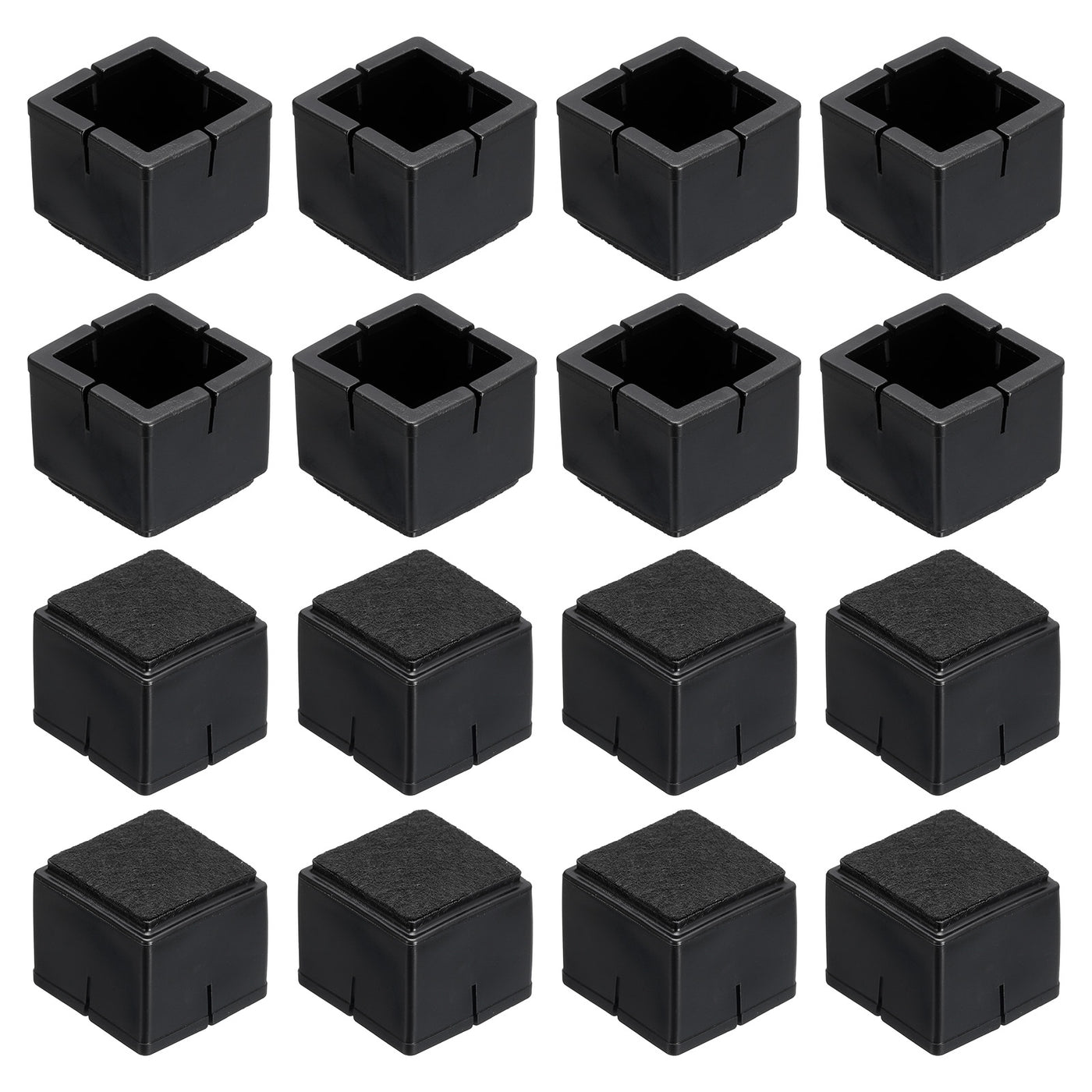 uxcell Uxcell Chair Leg Floor Protectors, 16Pcs 30mm(1.18") Square PVC & Felt Chair Leg Cover Caps for Hardwood Floors (Black)