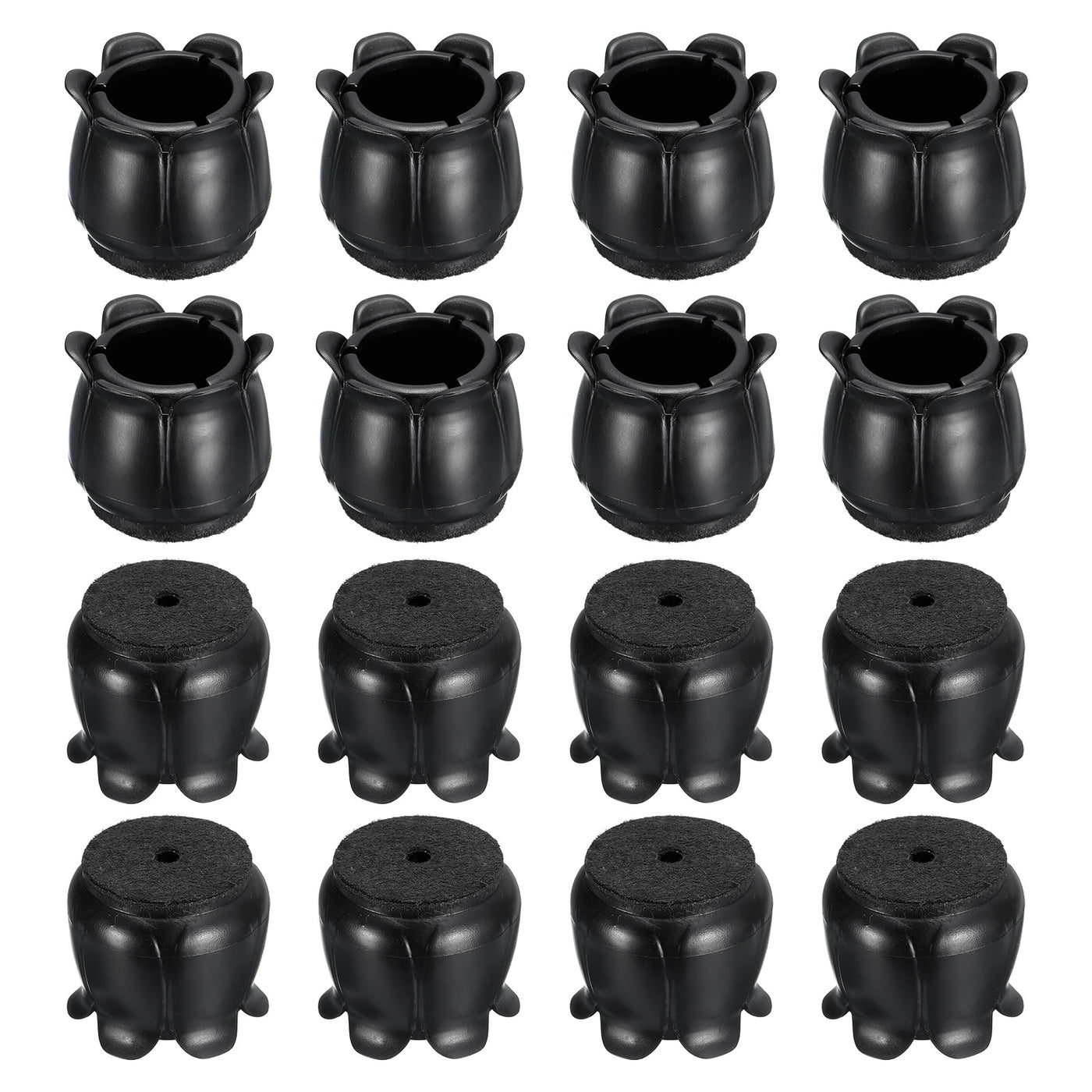 uxcell Uxcell Chair Leg Floor Protectors, 16Pcs 21mm(0.83") PVC & Felt Chair Leg Cover Caps for Hardwood Floors (Black)