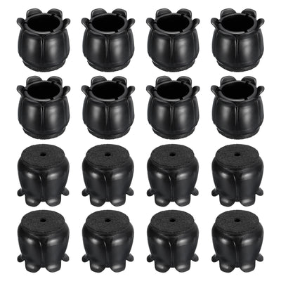 uxcell Uxcell Chair Leg Floor Protectors, 16Pcs 21mm(0.83") PVC & Felt Chair Leg Cover Caps for Hardwood Floors (Black)