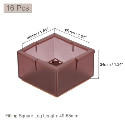 Harfington Uxcell 16Stk Stuhl Bein Boden Beschützer 46mm(1.81") Quadrat Silikone und Filz Stuhl Bein Abdeckung Kappen für Hartholz Böden (Wein Rot)