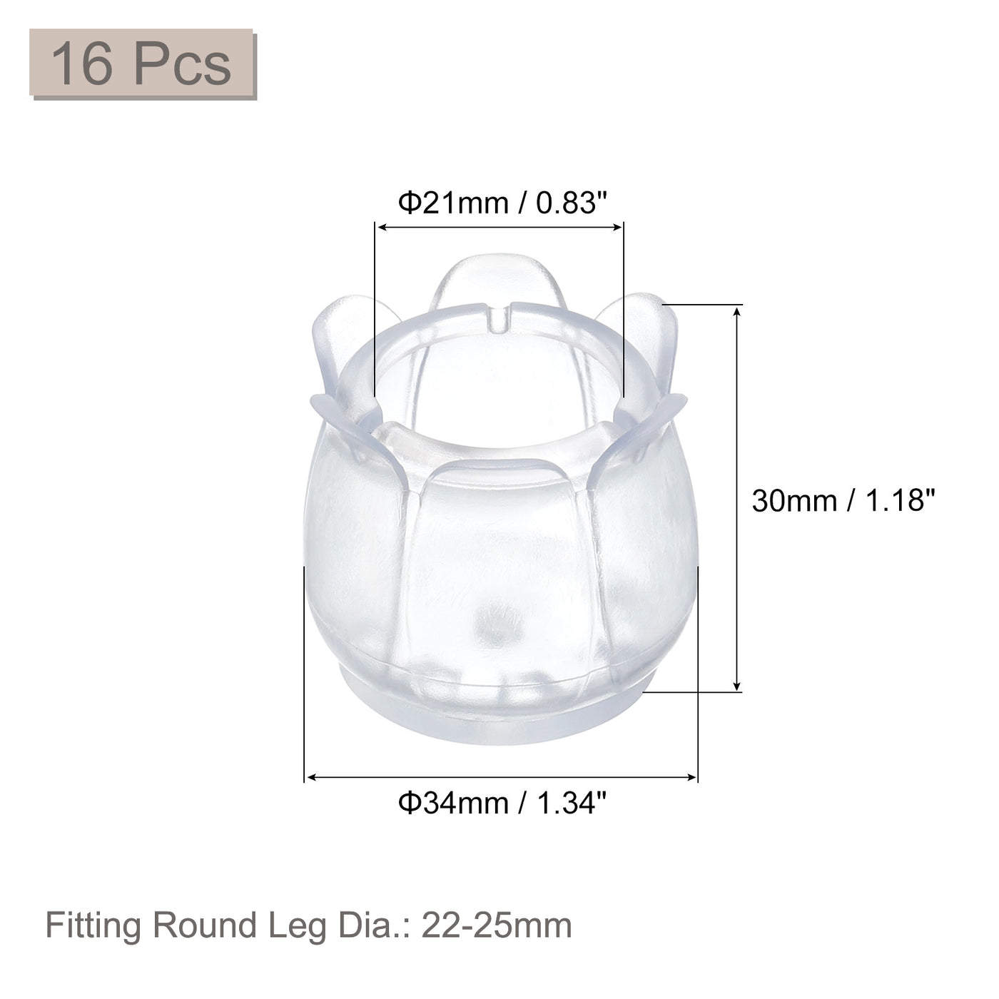 uxcell Uxcell 16Stk Stuhl Bein Boden Beschützer 21mm(0.83") PVC Stuhl Bein Abdeckung Kappen für Hartholz Böden Durchsichtig