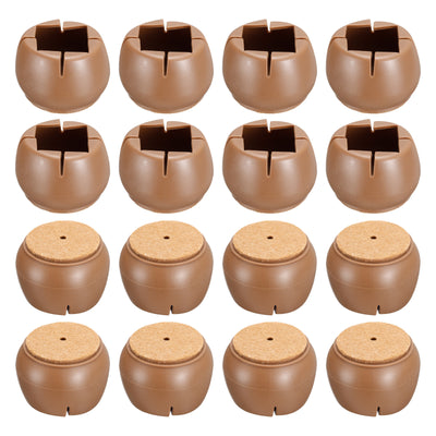 Harfington Uxcell Chair Leg Floor Protectors, 16Pcs 30mm(1.18") Silicone & Felt Chair Leg Cover Caps for Hardwood Floors (Coffee)