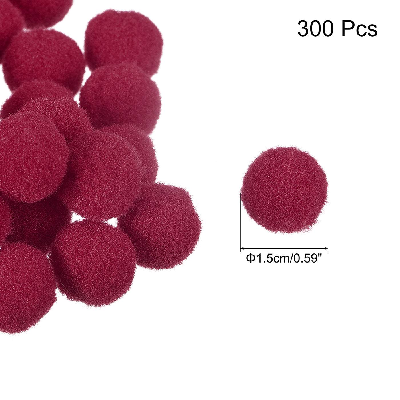 Harfington Pom Felt Balls Fabric 1.5cm 15mm Dark Red for Crafts Project DIY 300 Pcs