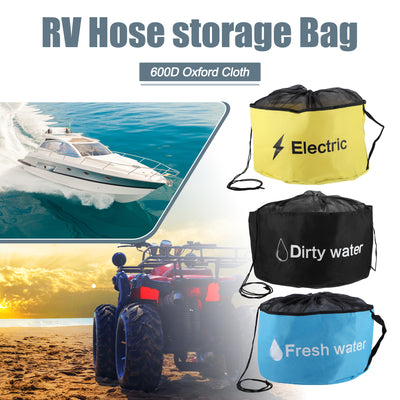 Harfington RV Sewer Hose Storage Bags Waterproof RV Hose Storage Bags RV Accessories Bag Camper Utility Bag Yellow Blue Black (Set of 3)