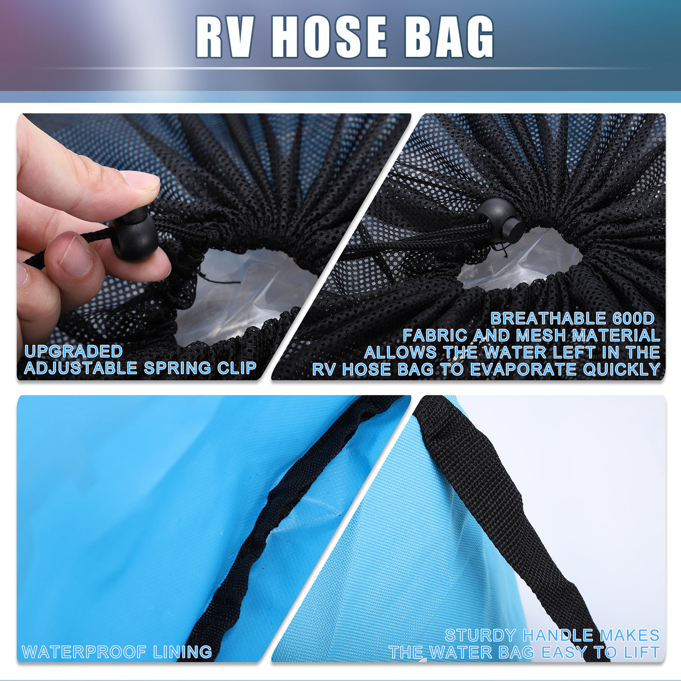 A ABSOPRO RV Sewer Hose Storage Bag Waterproof RV Hose Storage Bag RV Accessories Bag Camper Utility Bag Blue