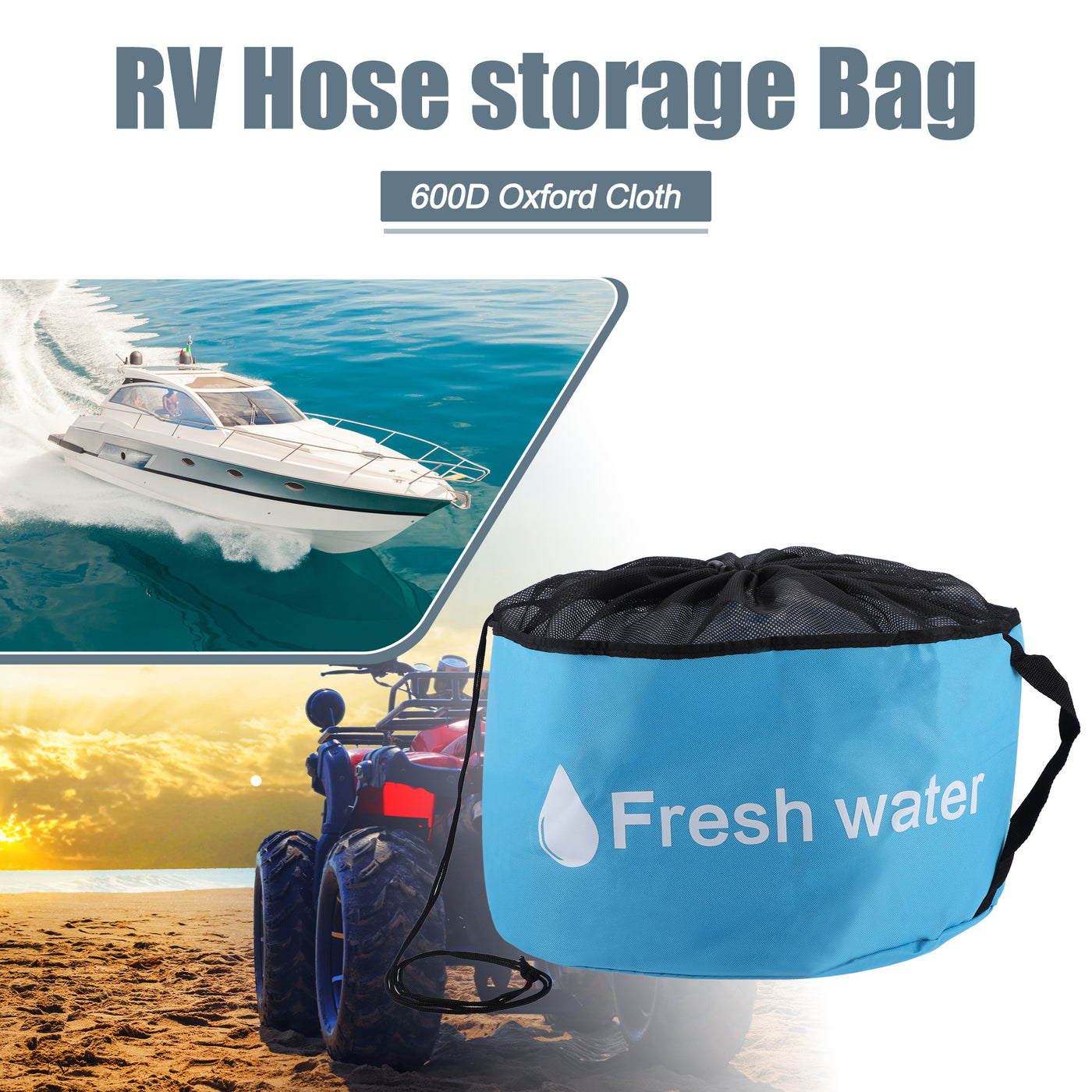 A ABSOPRO RV Sewer Hose Storage Bag Waterproof RV Hose Storage Bag RV Accessories Bag Camper Utility Bag Blue