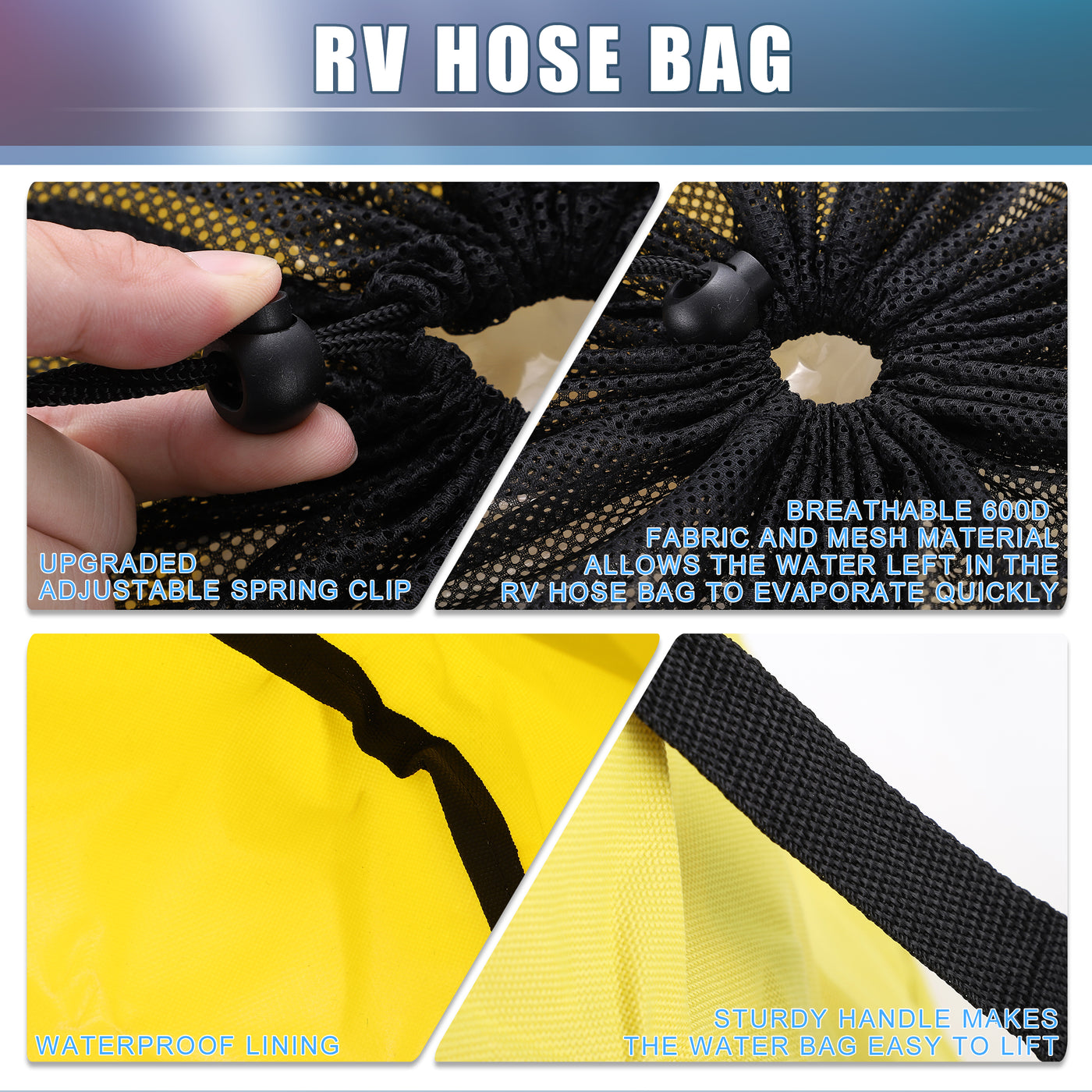 A ABSOPRO RV Sewer Hose Storage Bag Waterproof RV Hose Storage Bag RV Accessories Bag Camper Utility Bag Yellow