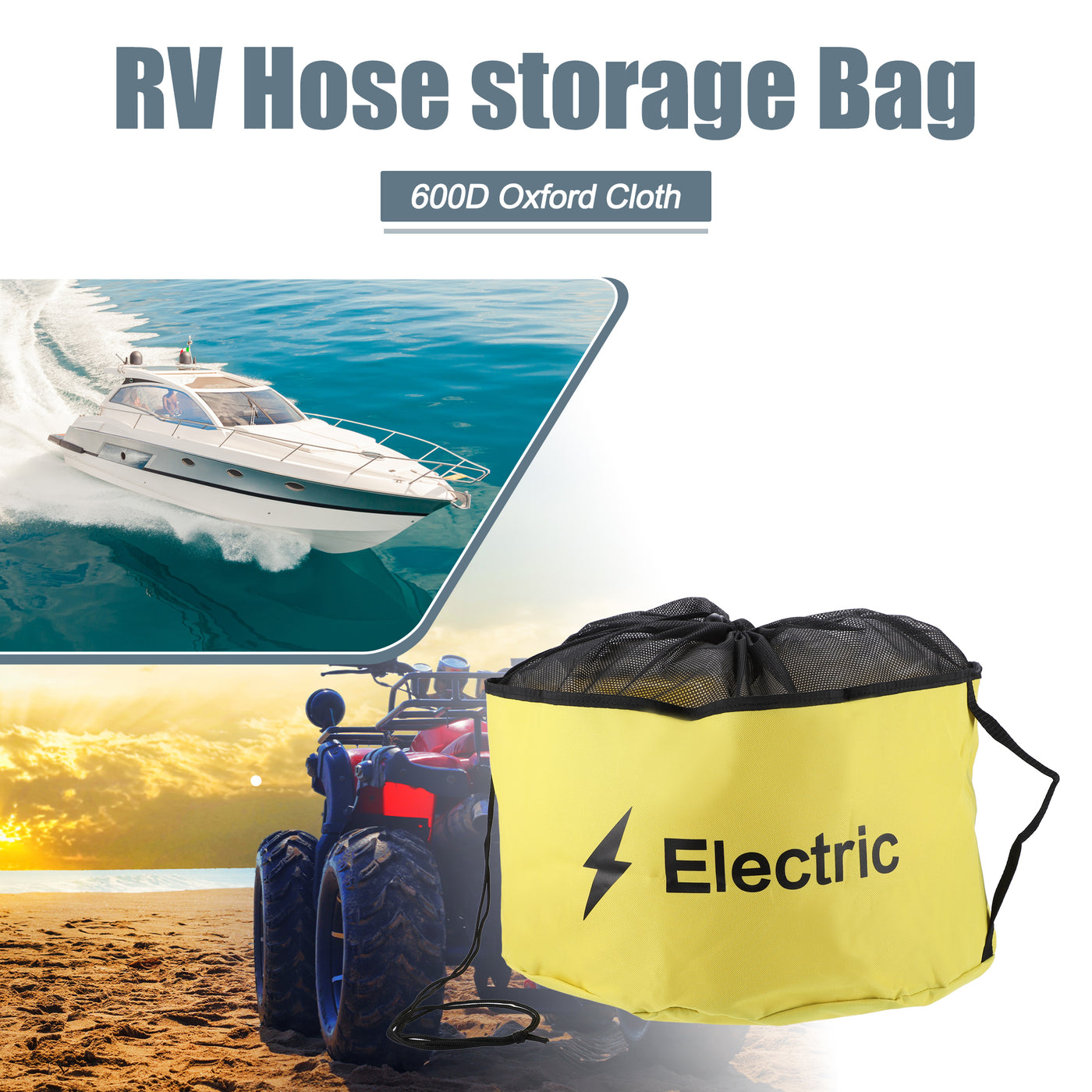 A ABSOPRO RV Sewer Hose Storage Bag Waterproof RV Hose Storage Bag RV Accessories Bag Camper Utility Bag Yellow